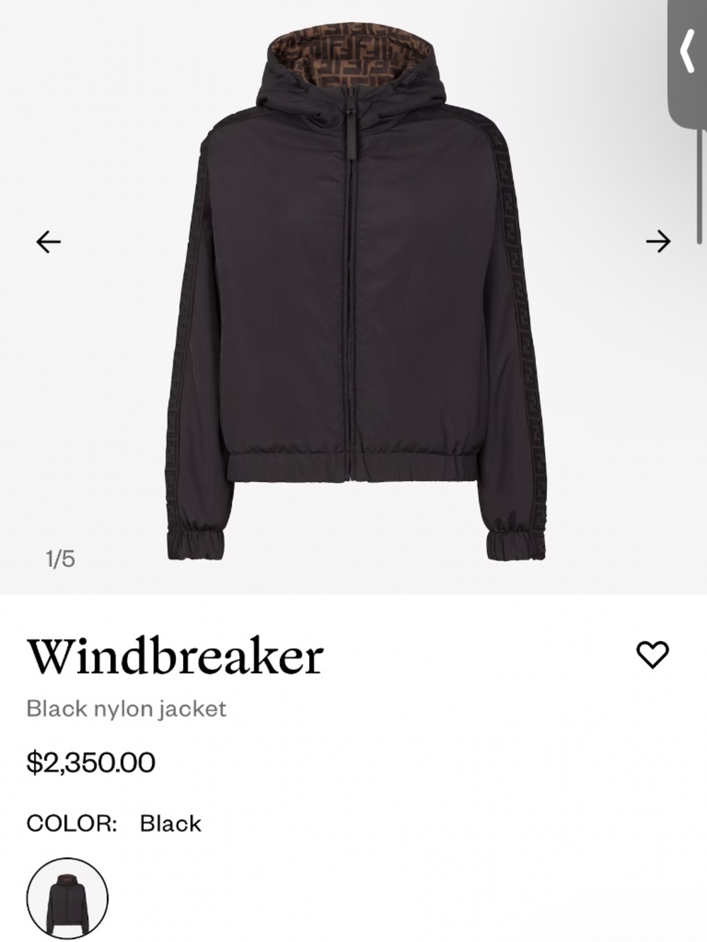 FENDI windbreaker double sided nylon jacket